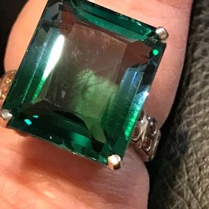 AAA BLUE GREEN 17.40CT AQUAMARINE GEMSTONE 925S RING 9  NEW